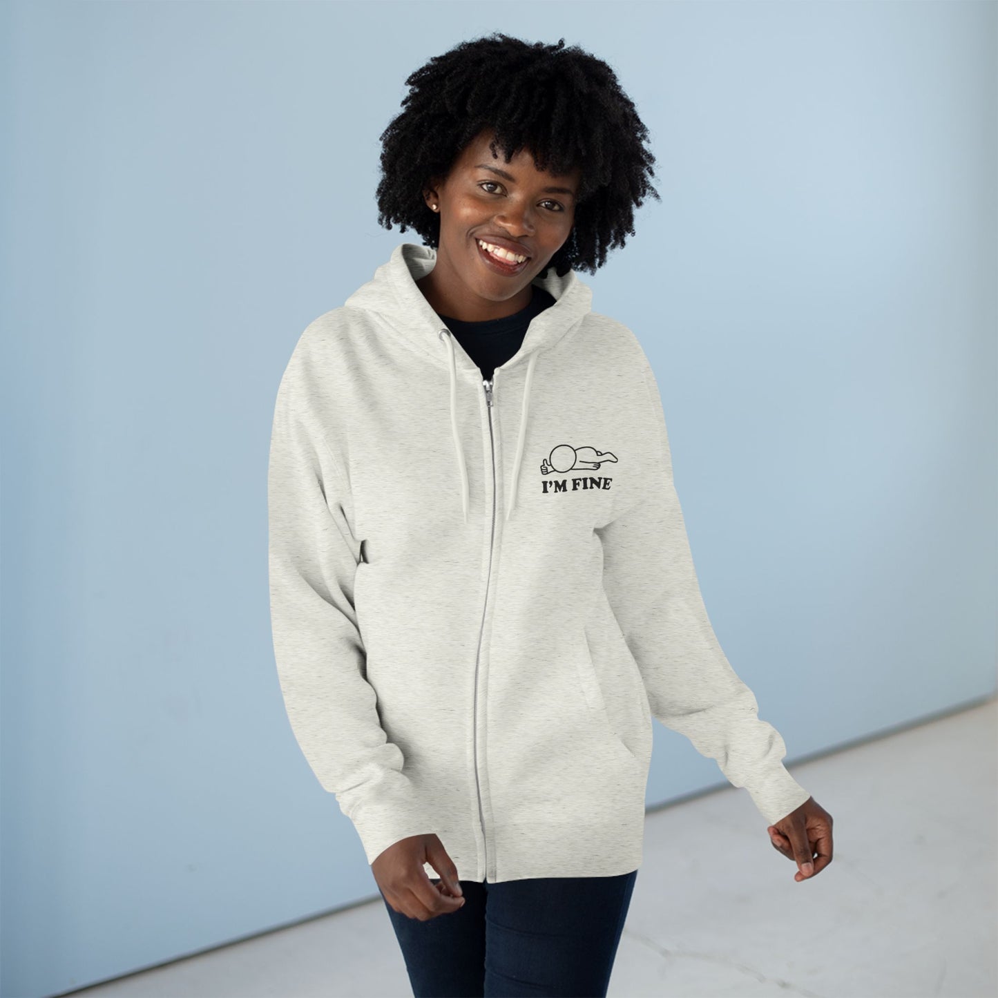 I'm Fine | Hollow Series Zip-Up Hoodie - Funny Mental Health Burnout Layer