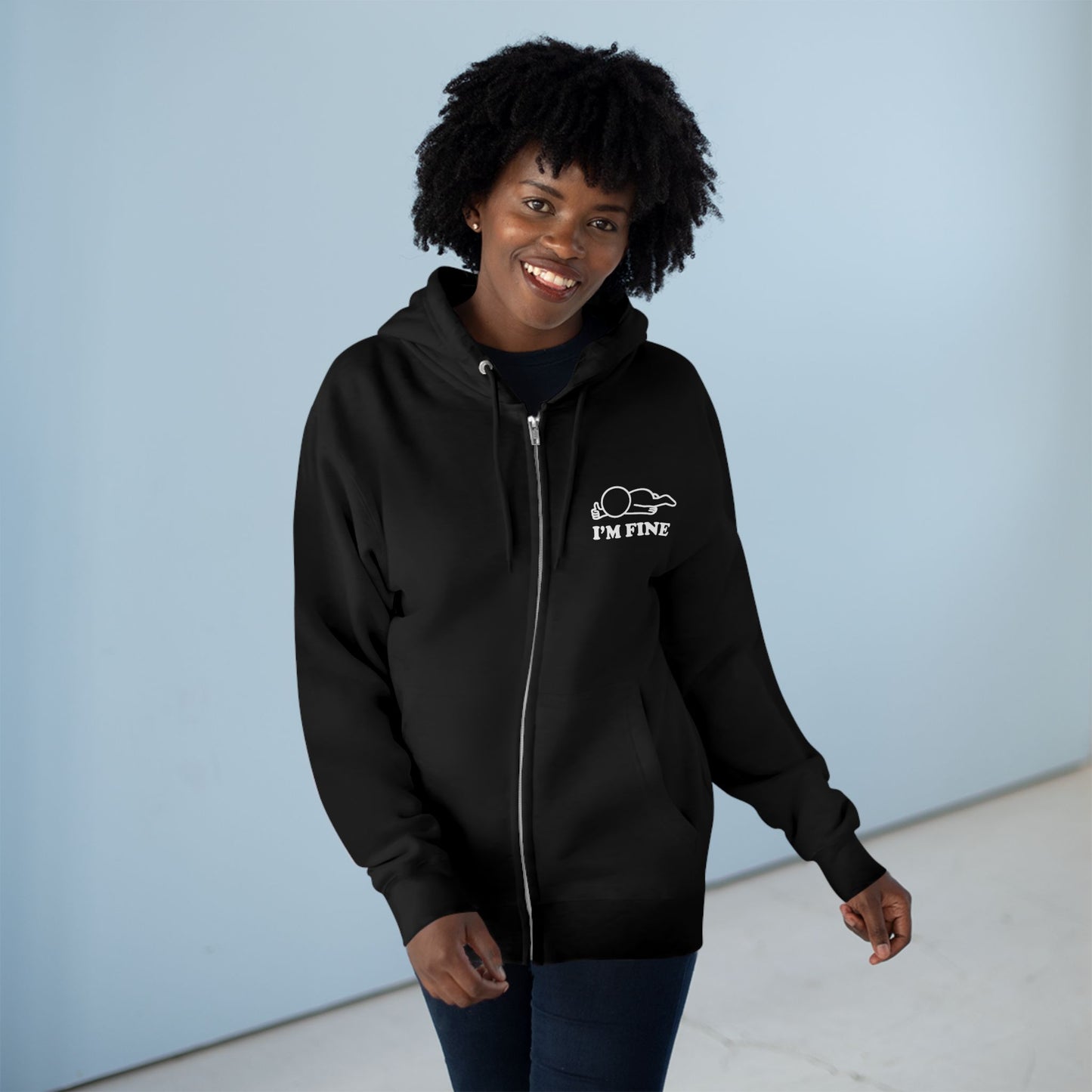 I'm Fine | Hollow Series Zip-Up Hoodie - Funny Mental Health Burnout Layer