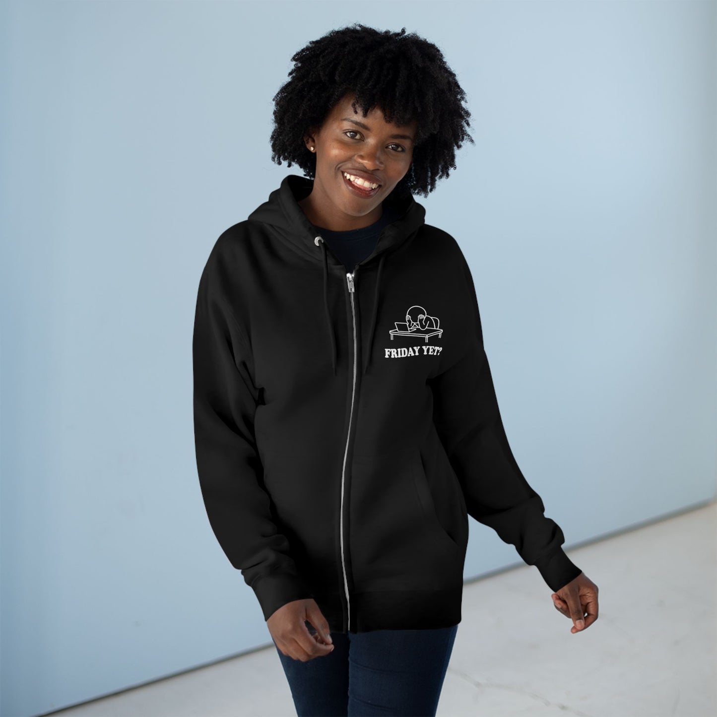 Friday Yet? | Hollow Series Zip-Up Hoodie - Funny Work Week Burnout Jacket