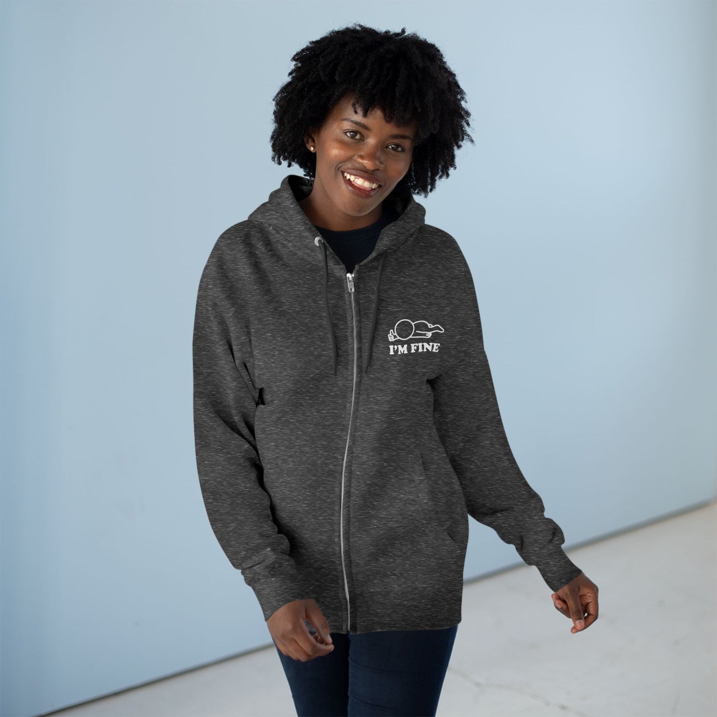 I'm Fine | Hollow Series Zip-Up Hoodie - Funny Mental Health Burnout Layer