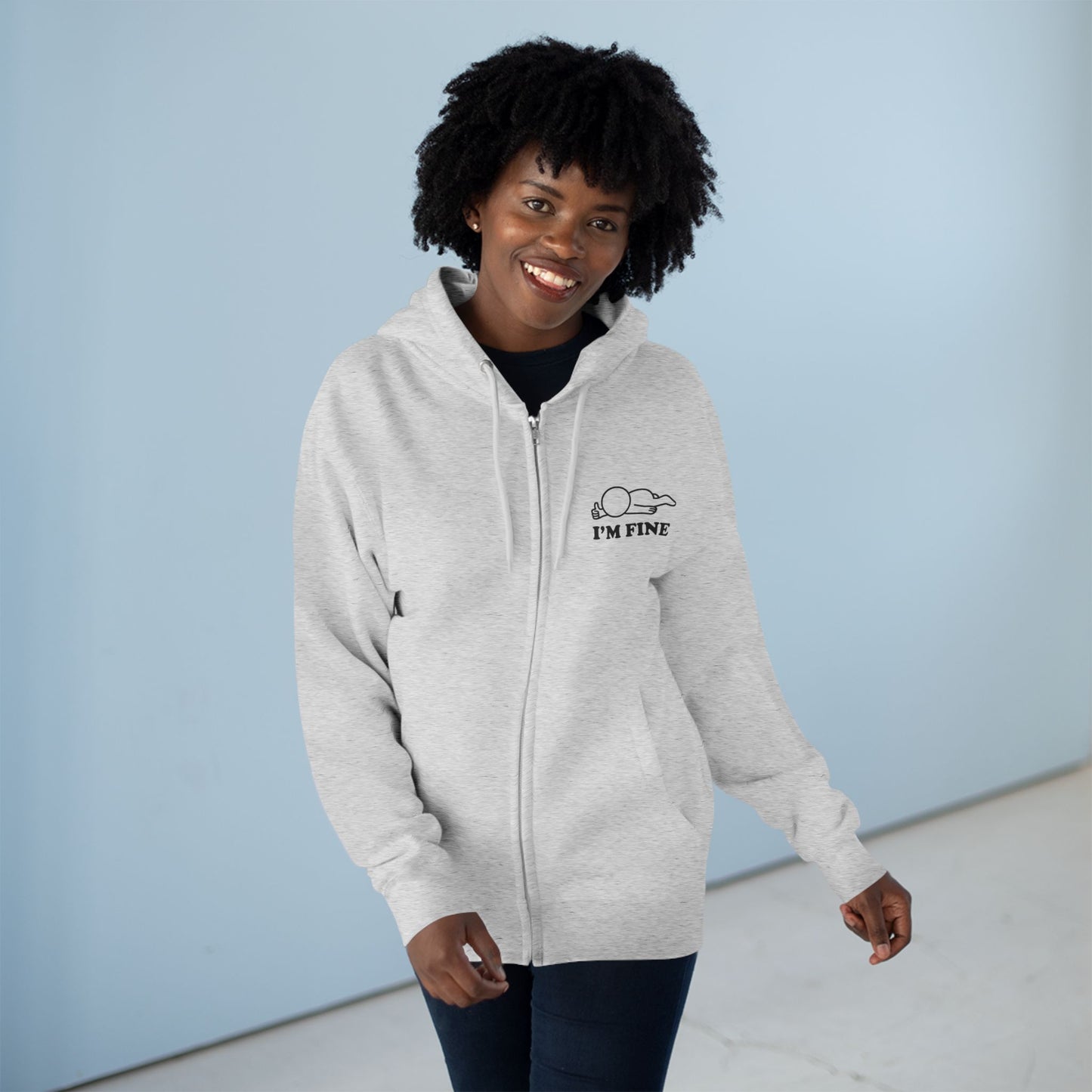 I'm Fine | Hollow Series Zip-Up Hoodie - Funny Mental Health Burnout Layer