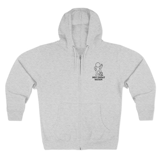 Not Today Satan | Hollow Series Zip-Up Hoodie - Funny Minimalist Burnout Layer